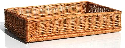 Brotkorb Weidenkorb geflochten 60x40x10 cm – Brötchenkorb Präsentationskorb für Bäckerei, Bäckereikorb aus Naturweide, lebensmittelecht