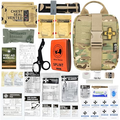 RHINO RESCUE IFAK Trauma Erste-Hilfe-Set Molle Medizinische Tasche für Auto, Zuhause, Reisen, Wandern (Multicolor PRO)