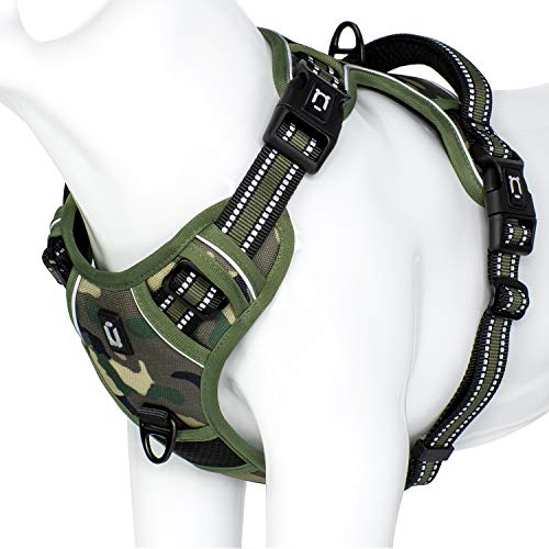 Pettorina Cane Taglia Grande Media Piccola, No-Pull Pettorina h Cane Regolabile, Imbracatura Riflettente Morbida per Addestramento (M, verde)