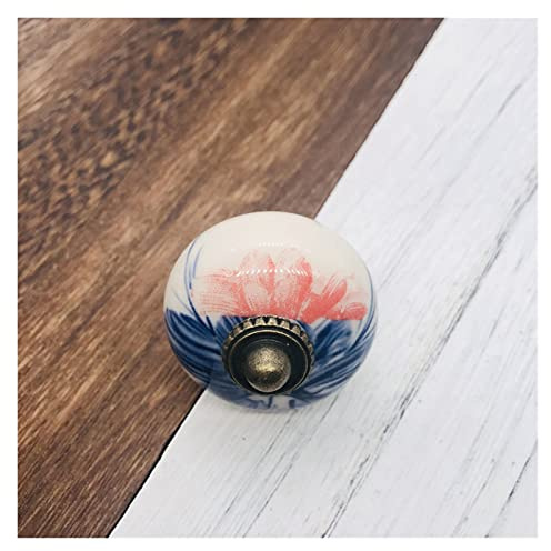 Matériel d'armoire Chinois Poignée en porcelaine bleue et blanche poignée de porte poignée de meubles armoire armoire de cuisine rond céramique armoire matériel (Color : Model 1 41mmx43mm)