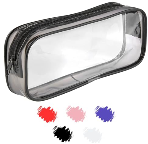 Soul Projekt Schwarz Klare Federmäppchen Durchsichtige, Mäppchen PVC Rund für Frauen Studenten, Federtasche Pinseltasche Schule, Toilettenartikel Kosmetiktaschen, Pencil Case, Uni und Büro