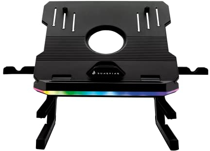 Surefire Portus X2 Gaming Laptop Stand, 360° Notebook Stand Height Adjustable with RGB Lighting, Holder for Laptops with 10, 17.3 Inches, Tablet Riser with Ventilation for the Desk