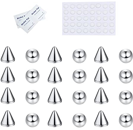 Kakonia 40stk Fake Nose Eyebrow Ring Fake Lip Labret Studs Ersatzkugel mit Aufkleber Faux Nose Studs Fake Nasenpiercing Fake Skin Piercing