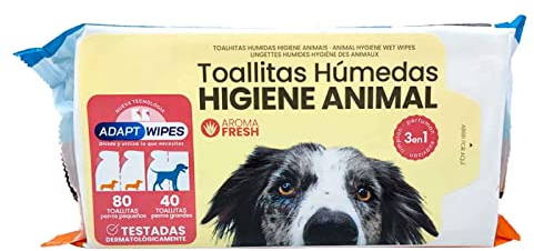 AC - Toallitas higiénicas para mascotas - Segura para todas las razas - Incluye 80 pequeñas / 40 grandes