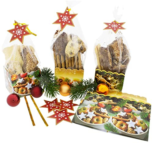 30 x Gebäcktüten H 23 cm Bodenbeutel für Plätzchen - Gebäcktüten Klarsicht für Weihnachten - Kekstüten - Pralinenverpackung Cellophan - Plätzchenverpackung - Konfekttüten - Verpackung Gebäck