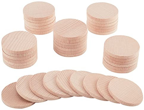 nbeads 40 Stück 50 mm Holz Runde Stücke, 5 mm dick Unvollendete Holz Kreise Runde Scheiben Holz Ausschnitte Ornamente für DIY Basteln Malerei Hochzeit Weihnachten Home Decoration