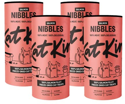 KatKin Salmon Fillet Freeze-Dried Cat Treats (Pack of 4) - 50g Fresh and Freeze-Dried to Protect Nutrition - Made in the UK for Cats and Kittens