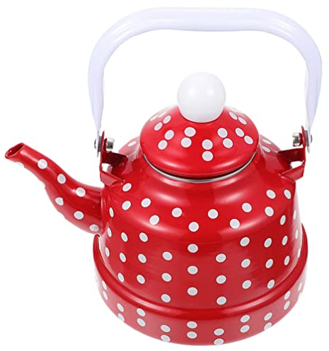 Kichvoe Bouilloire en émail table de cuisson vitrocéramique théière décorative cadeaux de café décor vintage bouilloire émaillée pour cuisinière bouilloire à thé ancien service à thé Chine