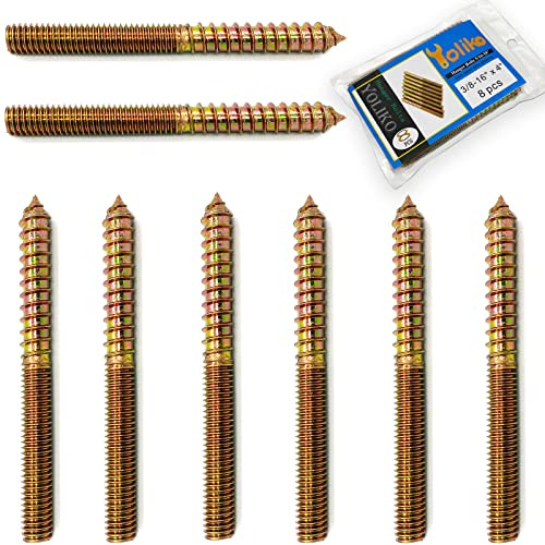 Yoliko 8 paquetes de 3/8-16 x 4 pulgadas, tornillos de cabeza doble de 3/8 a 16 pulgadas, tornillos de cabeza doble de 3/8 pulgadas, tornillos autorroscantes para muebles, tornillos de planchado