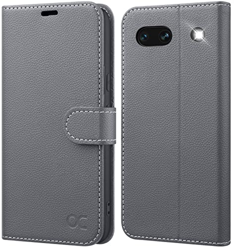 OCASE Leder Hülle für Google Pixel 7A Handyhülle [Standfunktion] [Kartenfach] [RFID-Sperrung Schützt] Brieftasche, Flip Cover Geschäft Klappbar Stoßfeste Etui Graun