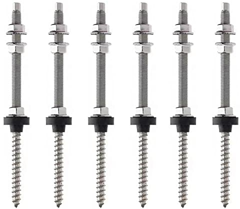 Stockschrauben M10 x 200/250mm, Stockschrauben M10 Edelstahl, Höhenverstellbar Stockschraube Stockschrauben PV Anlage (M10x200mm - 6pcs)