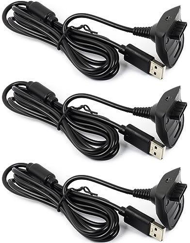 whiteeeen Lot de 3 câbles de chargement USB pour Xbox 360 et manettes de jeu sans fil 1,8 m