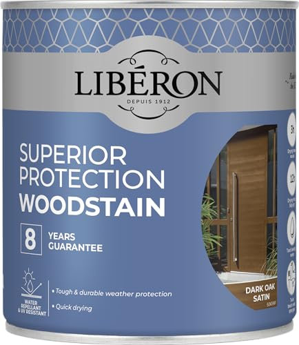 Libéron Superior Protection Woodstain - 8-Year Guarantee - Durable Weather Protection - UV-Resistant - Water-Repellent - Quick-Drying - Dark Oak - 750ml