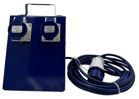 4 Way Splitter Box 240V 16 Amp Sockets and Plug 5m 1.5mm Cable IP44 Rated