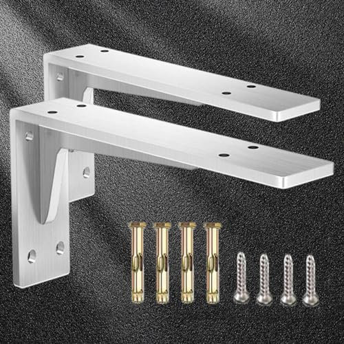 YHBZ 2 Stück DIY Regal Halterung Befestigung, Unterstützung Klammern Wand montiert,Edelstahl Lagerung Regalträger,für Bücherregale,Küche & Haus,Wandtisch,245mm/9.6in