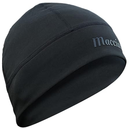 MACCIAVELLI® Bonnet de cyclisme sous casque - Bonnet fin pour homme et femme - Bonnet de vélo - Bonnet de course - Bonnet d'été - Bonnet de casque, Noir , taille unique
