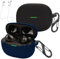 easyBee 2 Pacchi Cover Custodia in Silicone Compatibile con Xiaomi Redmi Buds 5 Pro Cuffie Bluetooth e 2 Moschettone Portachiavi 2 Cinturino Anti-perdita, Protezione Completa Antiurto - Nero e Blu