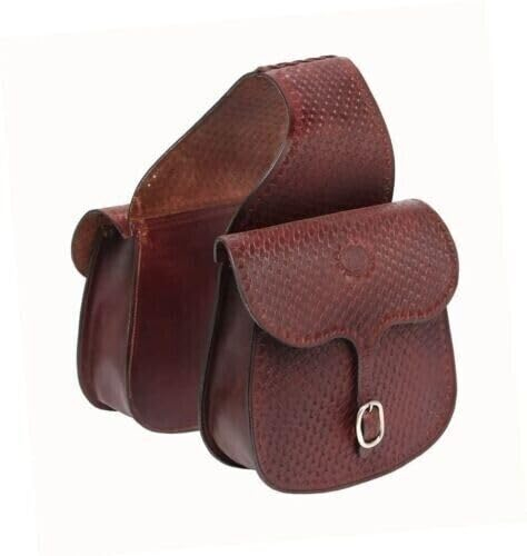 EQUIGEAR Western-Leder-Satteltasche für Pferde | Reitvergnügen Wanderritt geeignet für Reiten und Fassrennen | Satteltasche mit verstellbarem Riemen GRÖSSE: 10X10X3 SA-41