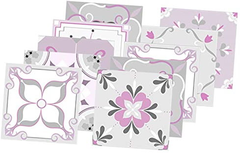 MAGICLULU 20 Pcs Pink Tiles Home Supplies Talavera Tiles Living Room Floor Tile Posters & Kitchen Tile Decals Home Accessory Self Adhesive Wallpaper Pink Wallpaper Household PVC Wall Tiles