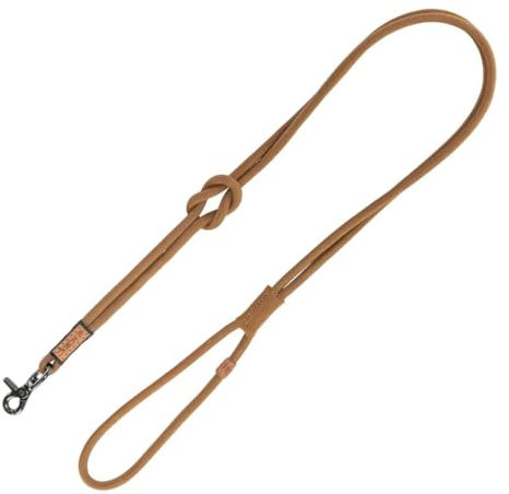 TRIXIE BE NORDIC Set Sand: Leder-Hundeleine 1,20 m & Leder Zug-Stopp-Halsband XL 60 cm