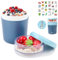 Bugucat -Tazza per muesli, yogurt to go, 150 ml + 500 ml, a prova di perdite, contenitore per il pranzo con cucchiaio, per frutta o insalata, da viaggio, adatta per porridge, colore blu