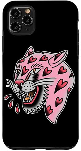 Hülle für iPhone 11 Pro Max Panther Pink x Heart Love Traditioneller Blitz