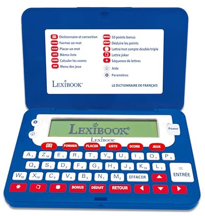Lexibook, Le Dictionnaire du français, Dictionnaire électronique de Poche, Définitions, Orthographe et Grammaire, Rimes, Mots croisés, Écran de 10 cm à 4 Lignes, Fonctions avancées, Bleu, D660FR