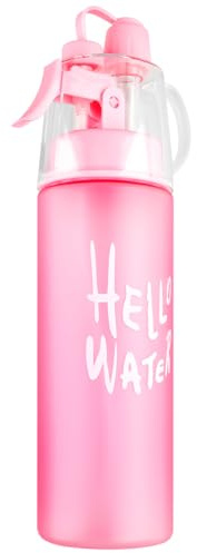 Thyonta 580ML Mist Spray Water Bottle, Leakproof Sports Drinking Bottle with Cooling Spray Function, Wide Mouth Hydration Bottle with Carry Strap for Gym, Cycling, Hiking and Outdoor Activities