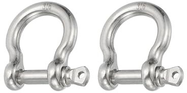 PATIKIL Screw Pin Shackle 3.9mm 1/8 220lb, 2Pcs 316 Stainless Steel Forged Bow Shackle Marine Grade for Chains Wire Rope Outdoor, Silver