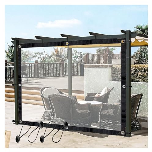 UHEKC Transparent Pergola Side Panels, Tarpaulin Curtains with Eyelets, Sliding Door Curtains, for Pergola, Patio, Tent Side Curtains(2.5x2.5m/8.2x8.2ft)