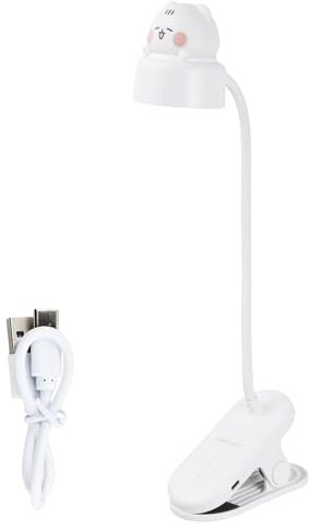 Dewocke Dimmable Rechargeable Clip-on Desk Lamp, 500mAh 3 Brightness Battery Lamp, Wireless Reading Lamp, Gooseneck Desk Lamp for Home Office Study (Cat)