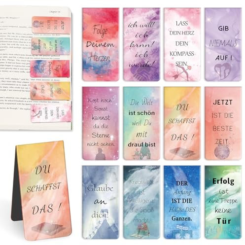 Lesezeichen Magnetisch,Kaluofan 12 Stk Lesezeichen Inspirierende Sprüche,Magnetische Lesezeichen,Magnet Lesezeichen Kleine Geschenke Lehrer Geschenk Motivationsgeschenke für Studenten, Buchliebhaber