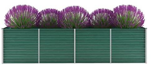 Myheimly Garten-Hochbeet Verzinkter Stahl 320x80x77cm Pflanzbeet Gartenbeet Frühbeet Garten Grün