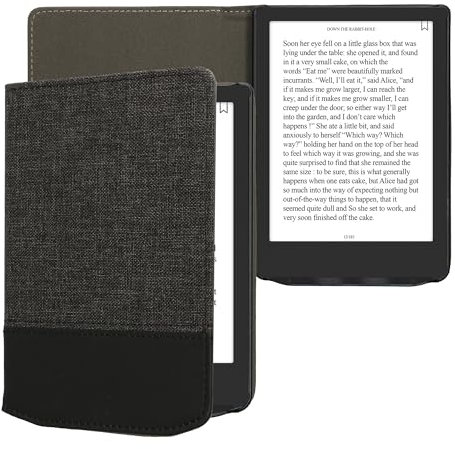 kwmobile Étui liseuse Compatible avec Pocketbook Verse/Pro/Color/Vivlio Light/Light HD - Housse avec Rabat magnétique en Tissu Canevas pour liseuse