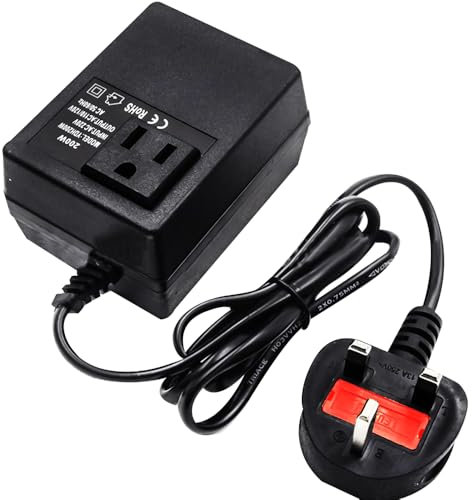 Vmxlso 200w Step Down Transformer, 220V/240V To 110V/120V Voltage Converter, Intelligent Efficient Adapter Power Adapter for Travel Uk Plug