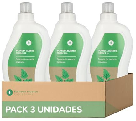 PLANETA HUERTO | Pack 3x Humus Líquido Natural 1L – Abono Orgánico Líquido para Plantas y Jardines – Mejora la Retención de Agua y la Fertilidad del Suelo