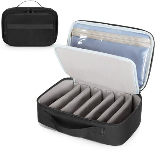 CURMIO Scatola porta Occhiali, Custodia da Viaggio con Divisore Rimovibile per Occhiali da Sole Multiplo, Solo Borsa, Nero