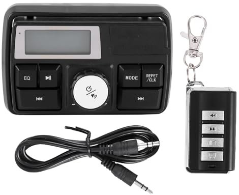 Cpolebev Moto Audio MP3 Radio SystèMe de Son Haut-Parleurs StéRéO Bluetooth éTanche FM 5 Fonctions D'éGalisation éCran LCD USB/SD/TF