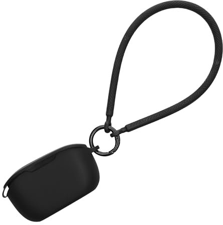 kwmobile Custodia per JBL Vibe Buds Cover - Cuffie Wireless in Silicone - Porta Auricolari - Protezione Cuffie in Ear con Cinturino - nero