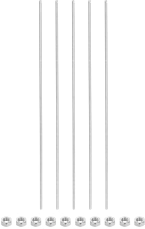 QUARKZMAN 5 Stück Gewindestangen M3 x 350mm mit 4 Sechskantmuttern Set, Gewindestab Edelstahl Voll Gewindestange Gewindestift für Möbeln Maschinen Befestigungssatz