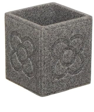 ROCKING GIFTS Vaso Baño Diseño Baldosa Cuadrada Panot Barcelona Gris Efecto Piedra, Portacepillos Decorativo, 10 cm
