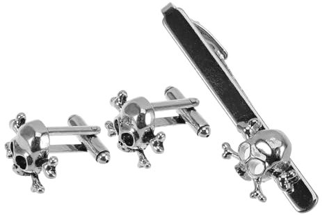 VALICLUD 3pièces Pince à Cravate Et Boutons De Manchette Crâne Pour Hommes Accessoires Élégants Pour Mariages Et Occasions Professionnelles