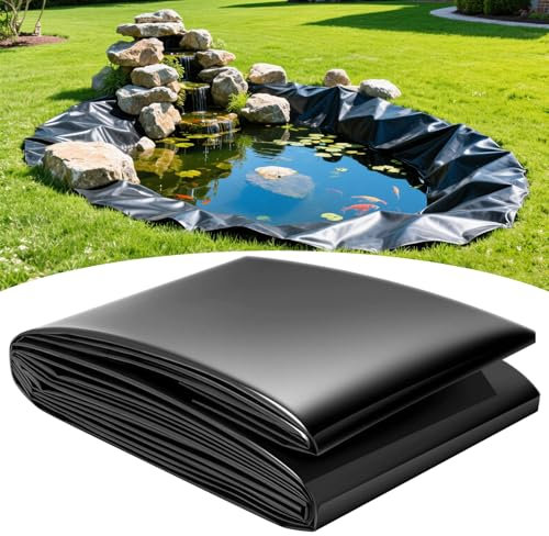 qodxcrfv Bâche en PEHD Noir 6m×8m Liner Piscine Hors Sol, bache Bassin Exterieur, Liner de Bassin pour Bassin à Poissons, Piscine, à Membrane renforcée
