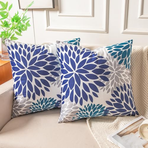 Miuyunya Set di 2 Federe Cuscini Divano in Velluto 40 x 40 cm Gris Copricuscino Colorato Fodera per Cuscino Blu Dalia Fiore Viola Moderno Decorazione Federe per Soggiorno Camera Balcone Esterno