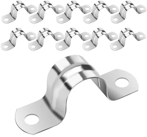 Ezitruz Lot de 20 colliers de serrage en U - 60 mm - En acier inoxydable 304 - Fixation de tuyau - Type U - Colliers de fixation pour tuyaux à gaz, tuyaux d'eau, murs et câbles
