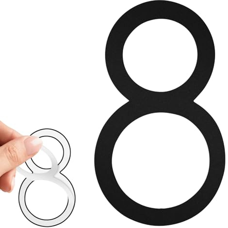 Lunhoo Stick on Door Number Plaques, 3 Inch House Number Stickers, Metal Stainless Steel Sticky House Numbers Signs on Wall Front Door Mail Box Dust Bin, Black (8)