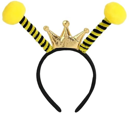 Bandeau d'antenne d'abeille, joli cadeau de fête avec pompons et couronne, Costume 'accessoire photo pour enfants et adultes, jaune