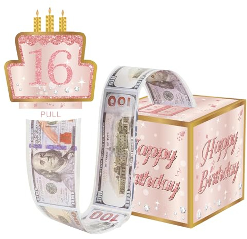 Mailfull Lustige Geldgeschenke Geburtstag DIY Happy Birthday Überraschungsbox Geburtstag Spardose für Eltern Liebhaber Kinder und Freunde (Rosa)