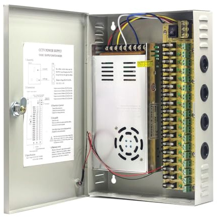 JoyNano 12V DC-18 Canal Distribuido fuente de alimentación de 360W 30A Caja de fusibles Restablecimiento automático para la cámara de circuito cerrado de televisión seguridad
