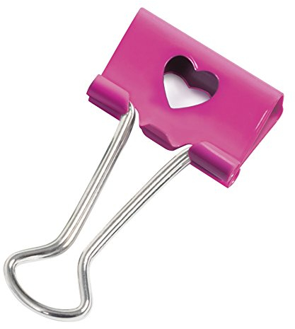 Rapesco 1426 32mm Herzen Foldback Klammern, Fuchsia, 20 Stück